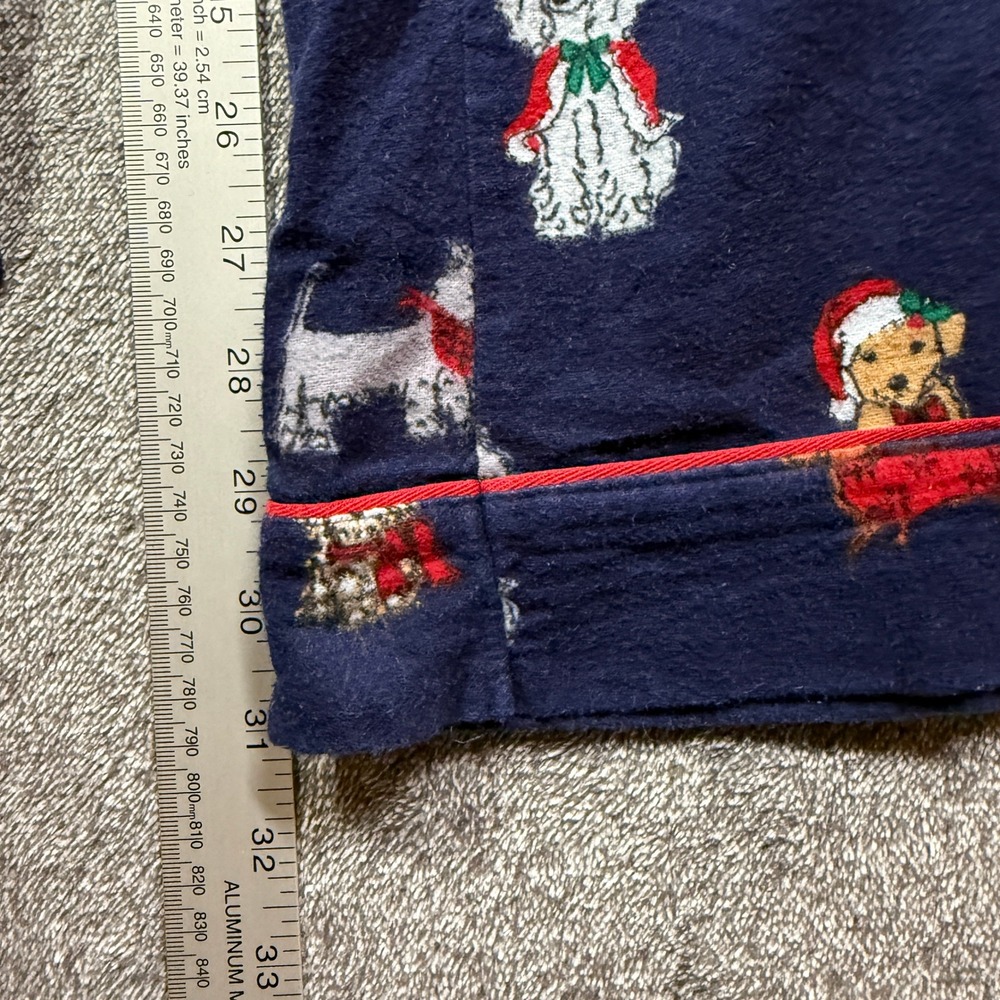 PajamaGram Pajama Set Womens Medium Christmas Dog Navy Blue Cotton Flannel - Picture 10 of 10